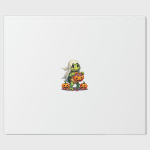 Cute Halloween Turtle Ghost with Candy (8) Wrapping Paper