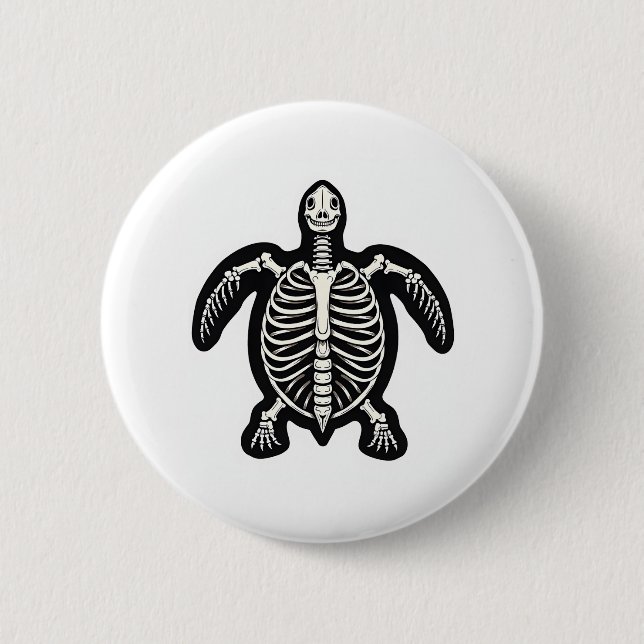Cute Halloween Turtle Skeleton Tortoise Fossils Ar Button (Front)