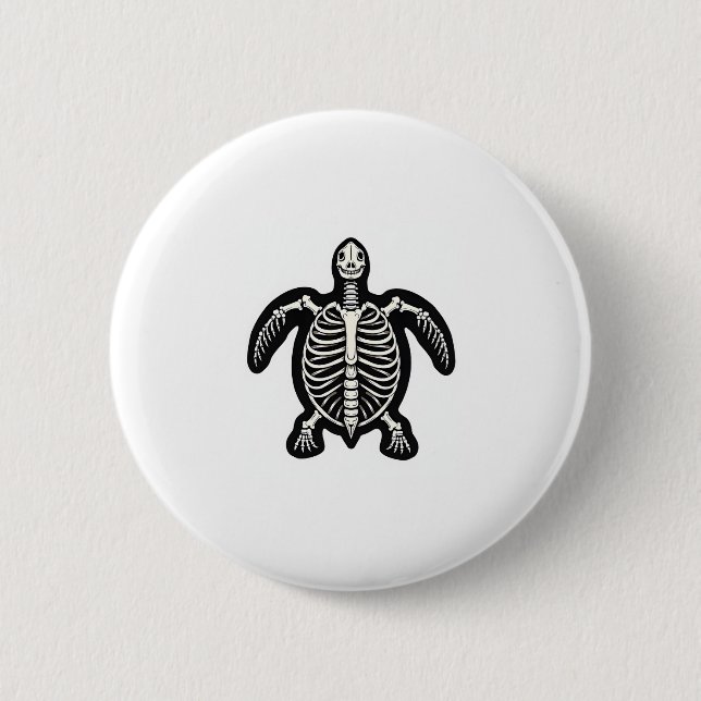 Cute Halloween Turtle Skeleton Tortoise Fossils Ar Button (Front)