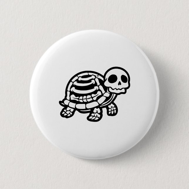 Cute Halloween Turtle Skeleton Tortoise Fossils Ar Button (Front)