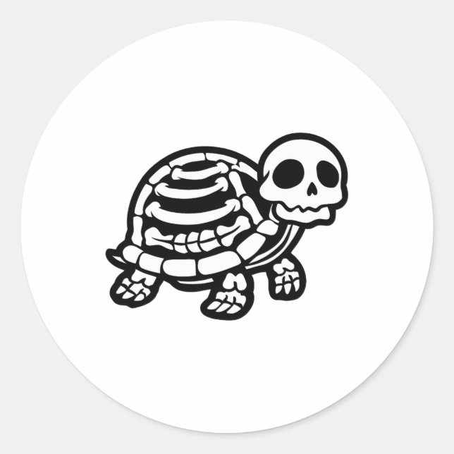 Cute Halloween Turtle Skeleton Tortoise Fossils Ar Classic Round Sticker (Front)