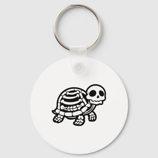 Cute Halloween Turtle Skeleton Tortoise Fossils Ar Keychain (Front)