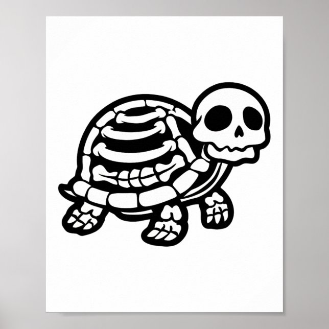 Cute Halloween Turtle Skeleton Tortoise Fossils Ar Poster (Front)
