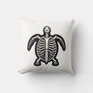 Cute Halloween Turtle Skeleton Tortoise Fossils Ar Throw Pillow