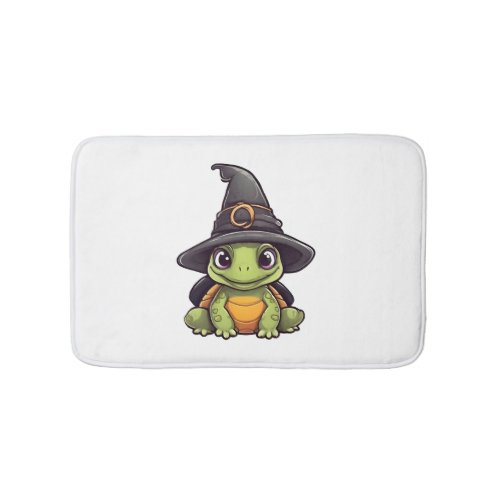 Cute Halloween turtle with a witch hat Bath Mat