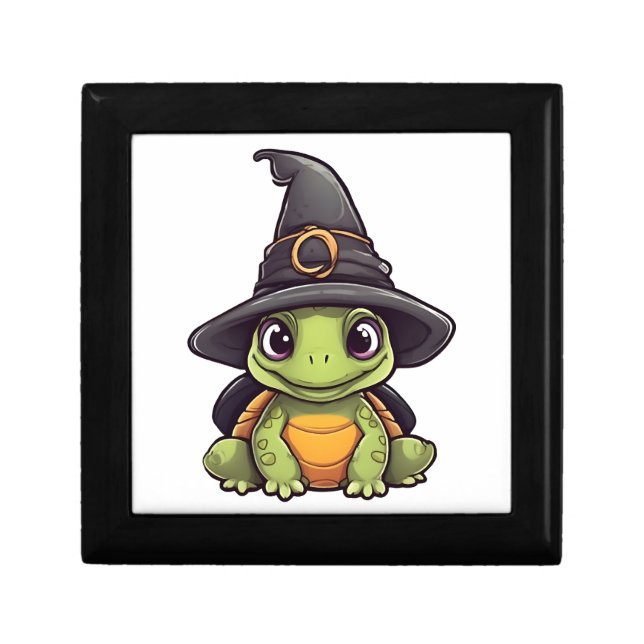 Cute Halloween turtle with a witch hat. Gift Box (Front)