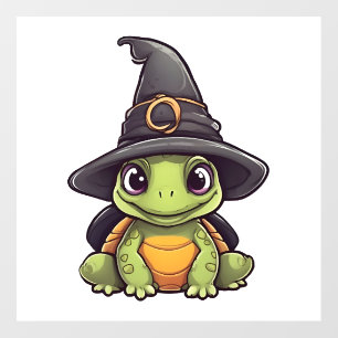 Cute Halloween turtle with a witch hat. Wall Decal