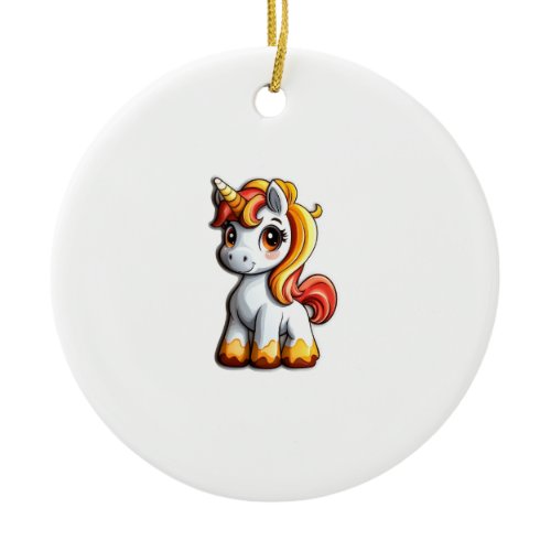 Cute Halloween Unicorn Candy Corn Horn Magical Hor Ceramic Ornament