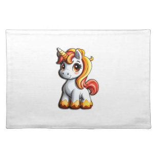 Cute Halloween Unicorn Candy Corn Horn Magical Hor Cloth Placemat