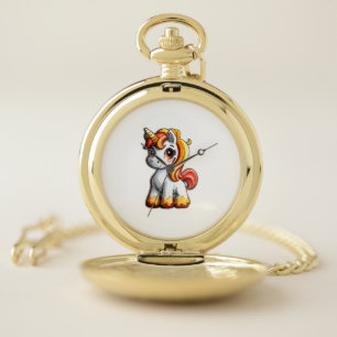 Cute Halloween Unicorn Candy Corn Horn Magical Hor Pocket Watch