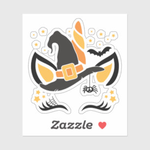 Cute Halloween Unicorn Witch Hat Stickers