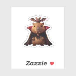 Cute Halloween Vampire Capybara Dracula Bat Sticker