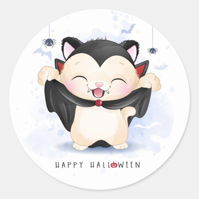 Cute Halloween Vampire Classic Round Sticker (Front)