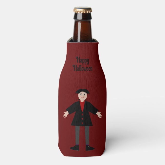 Cute Halloween Vampire Custom Bottle Cooler (Bottle Front)