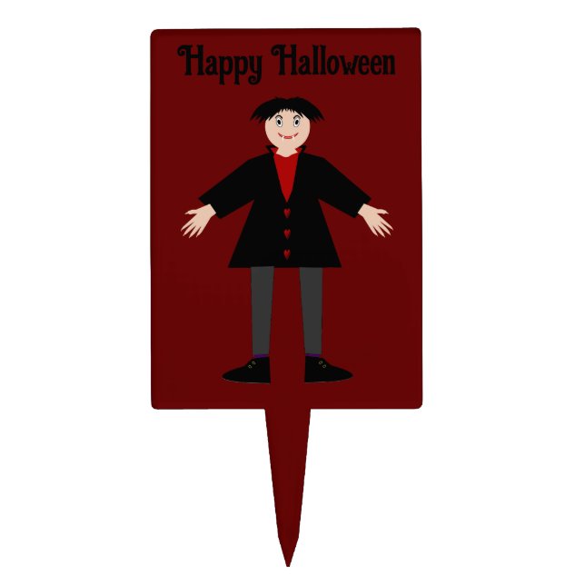 Cute Halloween Vampire Custom Cake Topper (Front)