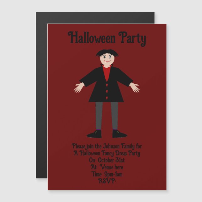 Cute Halloween Vampire Custom Magnetic Invitation (Front/Back)
