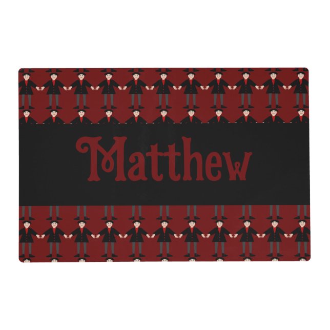 Cute Halloween Vampire Custom Name Placemat (Front)