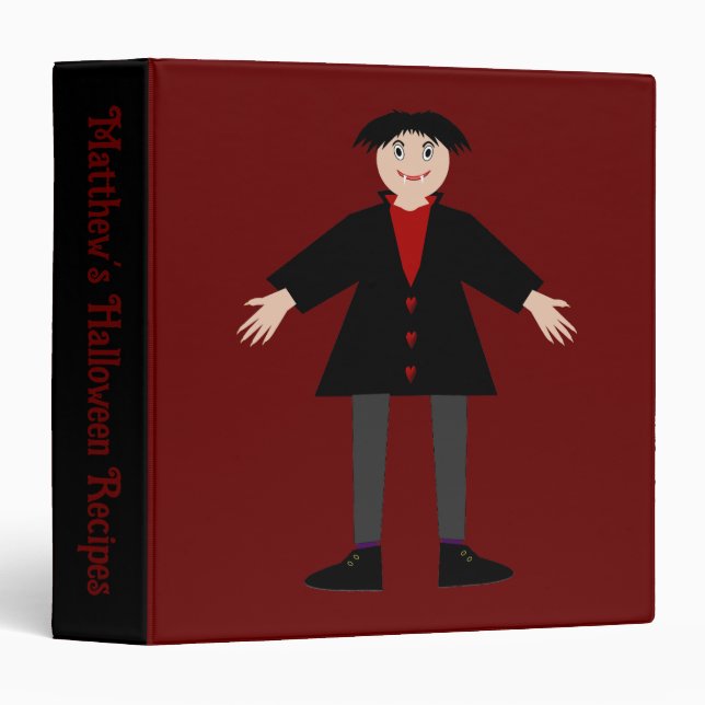 Cute Halloween Vampire Custom Recipe 3 Ring Binder (Front/Spine)