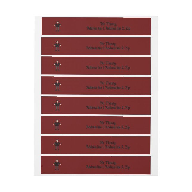 Cute Halloween Vampire Custom Wrap Around Address Label (Sheet)