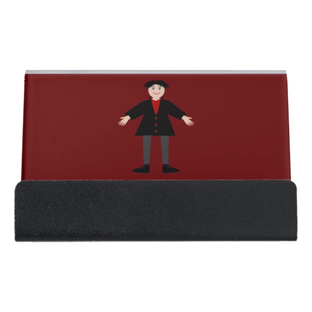 Cute Halloween Vampire Desk Business Card Holder (Front)