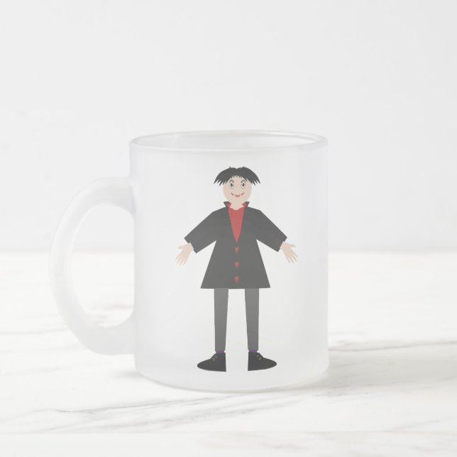 Cute Halloween Vampire Frosted Glass Coffee Mug (Left)