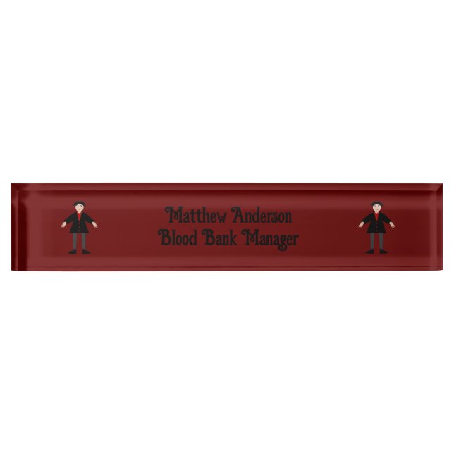 Cute Halloween Vampire Funny Custom Desk Name Plate (Front)