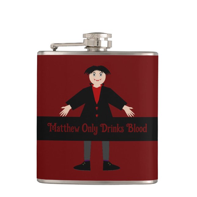 Cute Halloween Vampire Funny Custom Flask (Front)