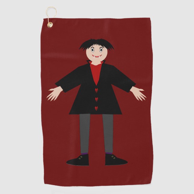 Cute Halloween Vampire Golf Towel (Front)