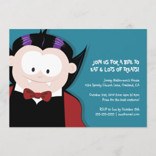 Cute Halloween Vampire   Kids Party Invitation