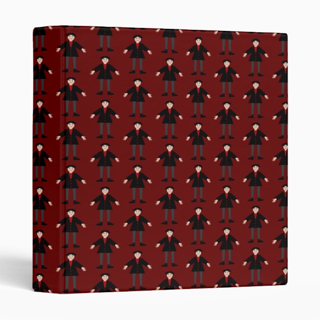 Cute Halloween Vampire Patterned 3 Ring Binder (Front/Spine)