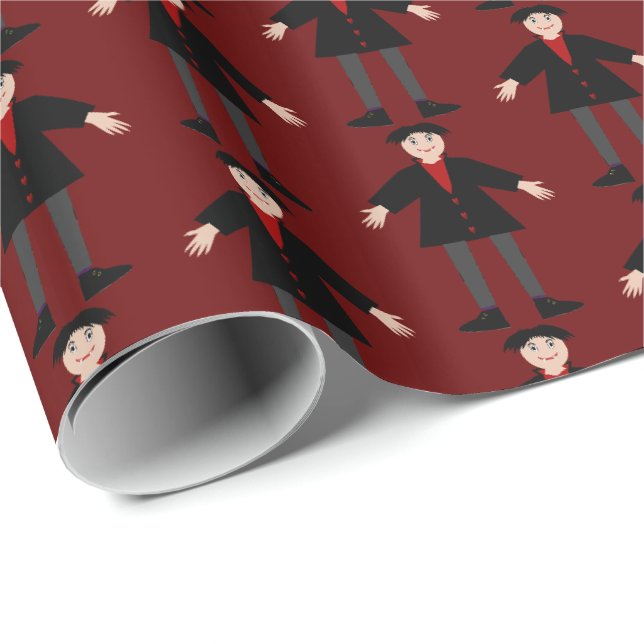 Cute Halloween Vampire Patterned Wrapping Paper (Roll Corner)