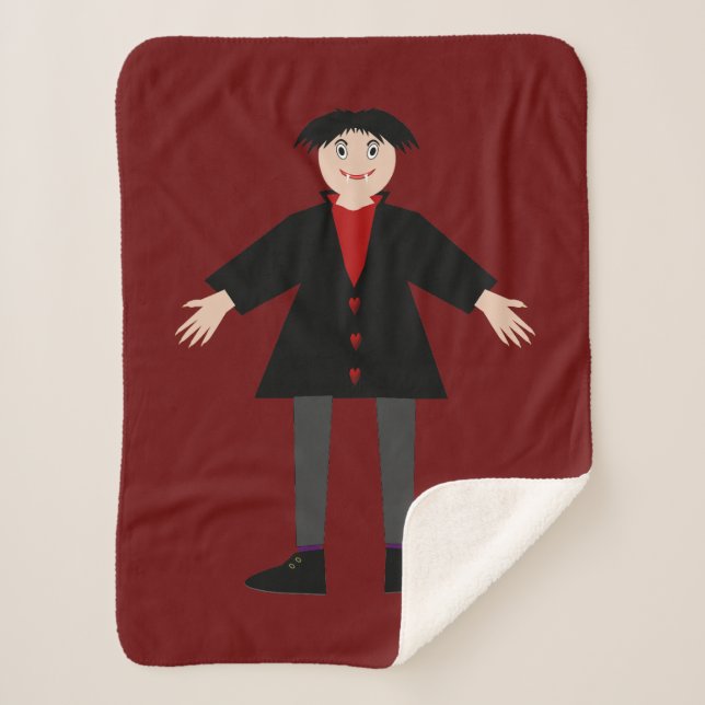 Cute Halloween Vampire Sherpa Blanket (Front)