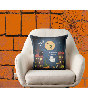 Cute Halloween Watercolor Personalized Throw Pillow