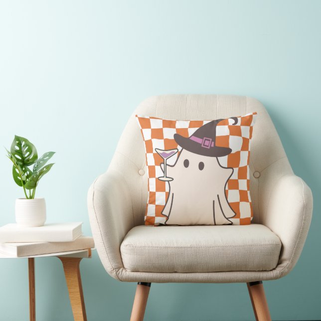 Cute Halloween Wavy Background  Throw Pillow (Chair)