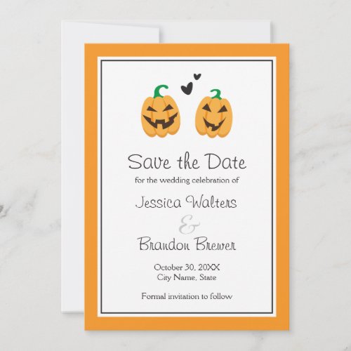 Cute Halloween wedding save the date announcement