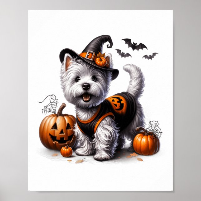 Cute Halloween Westie Tee West Terrier Dog Design  Poster (Front)
