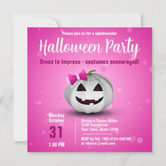 Cute Halloween White Pumpkin Pink Girly