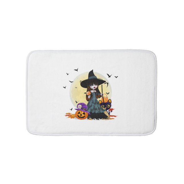 Cute Halloween Witch Bath Mat (Front)