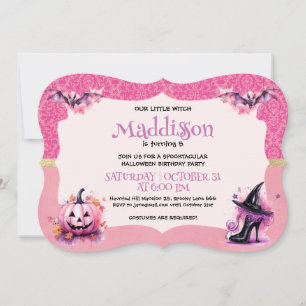 Cute Halloween Witch Birthday Party Invitation