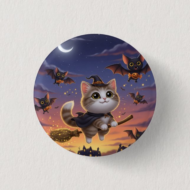 Cute Halloween Witch Button (Front)