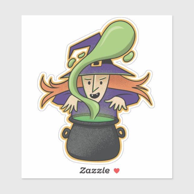 Cute Halloween Witch Casting Spell Sticker (Sheet)