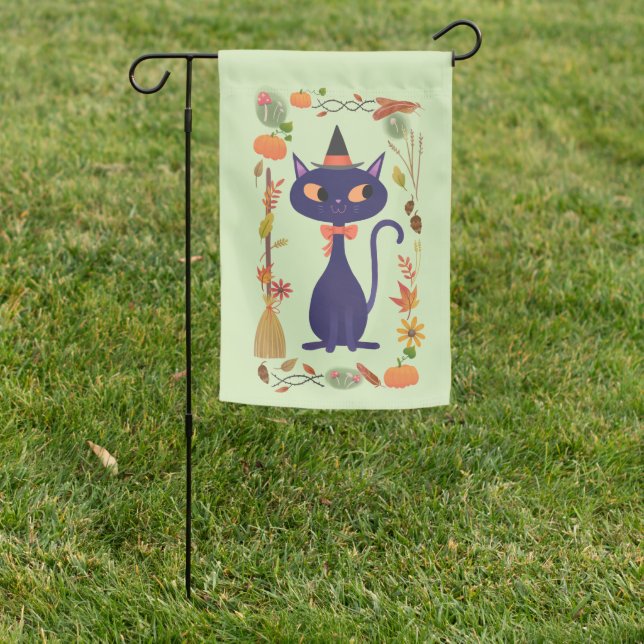 Cute Halloween Witch Cat Garden Flag (In SItu)