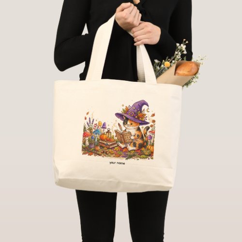 Cute Halloween Witch Cat Herbology Custom Jumbo To Large Tote Bag