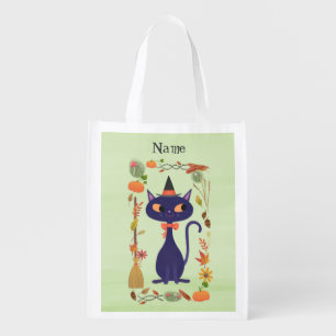 Cute Halloween Witch Cat Trick Or Treat Candy Bag