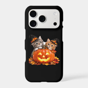 Cute Halloween Witch Cats Glowing Pumpkin Custom iPhone 17 Pro Case