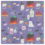 cute halloween witch cauldron tombstone graveyard fabric