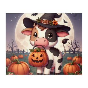 Cute Halloween witch cow Acrylic Print
