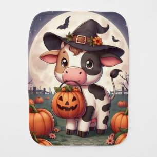 Cute Halloween witch cow Baby Burp Cloth
