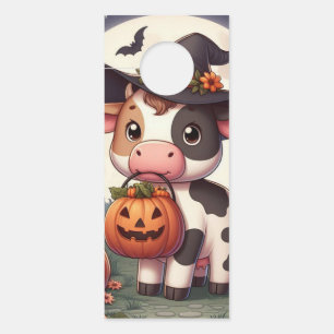 Cute Halloween witch cow Door Hanger
