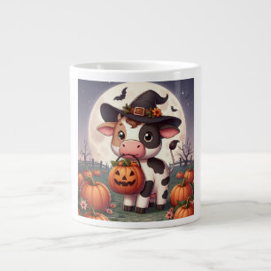 Cute Halloween witch cow Giant Coffee Mug
